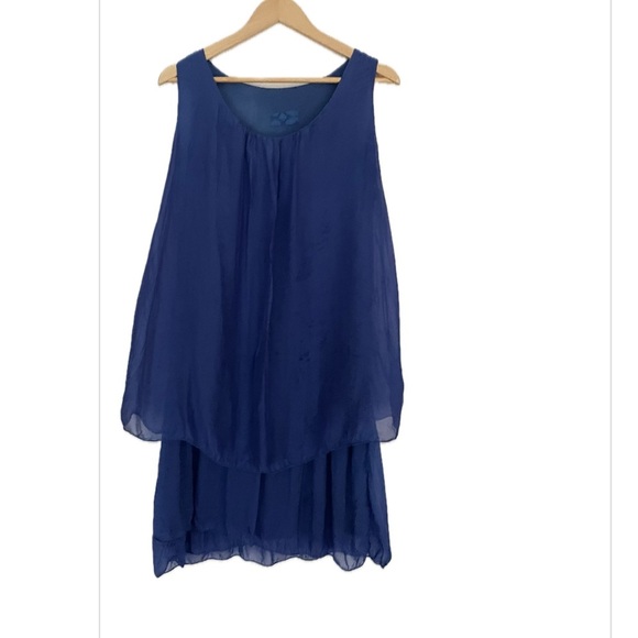silk blend made in italy royal  Blue Sleeveless Dress - Picture 2 of 7